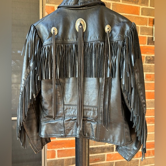 Vintage leather jacket with fringe size 8 - Picture 3 of 10